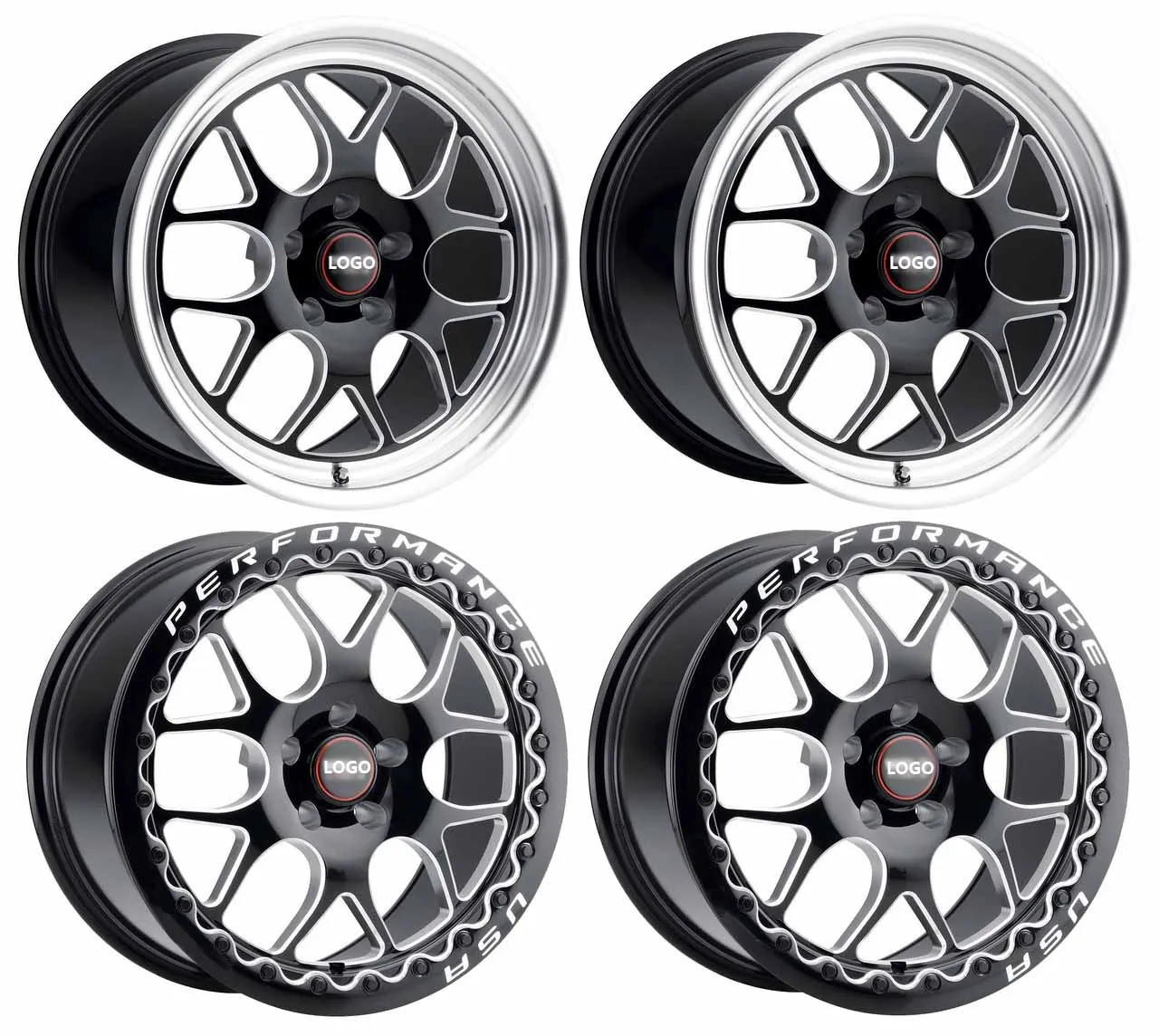 

Custom Drag Racing Wheels 15x10 17x10 17x4.5 5x114.3 6X135 Black Milled Forged Beadlock Wheels for WELD Ford Mustang GT GR