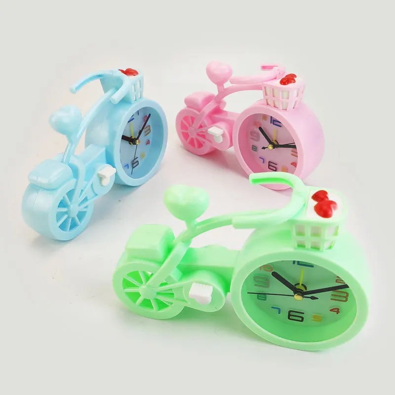 Children's Bicycle Shape Alarm Clock Funny Alarm Clock Toy Cute Creative Bedroom Bedside Clock Student Kid Holiday Birthday Gift