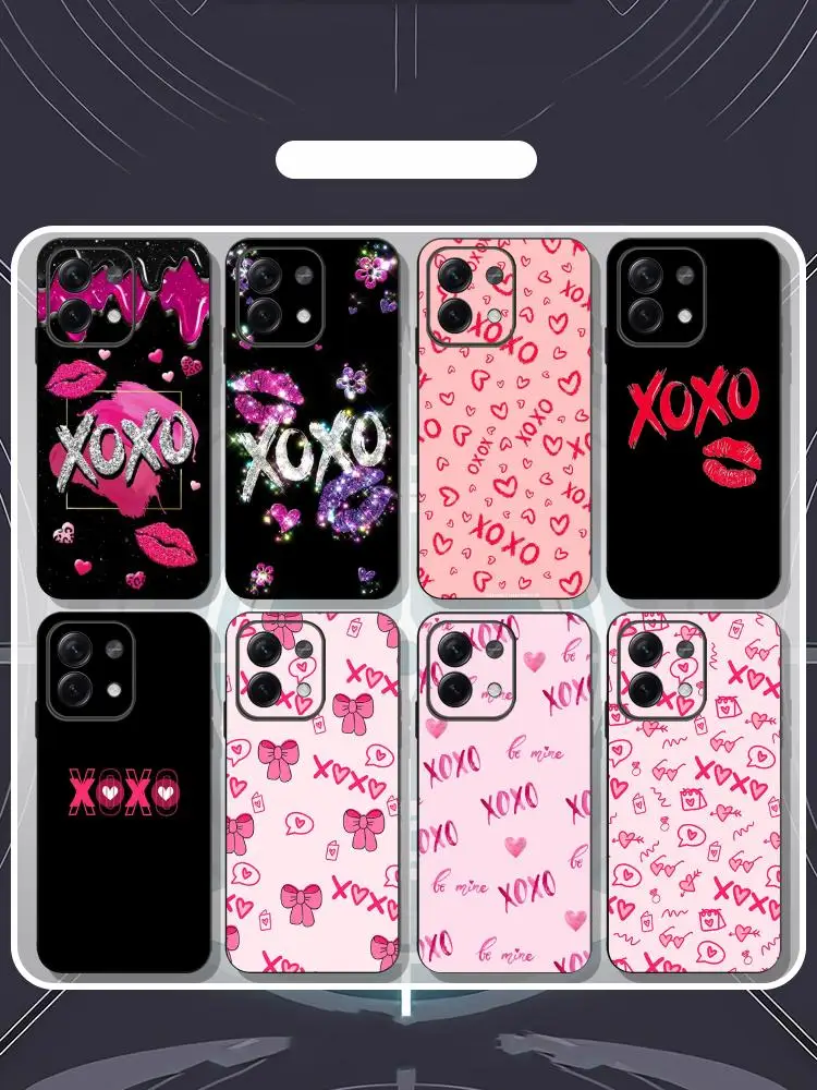 Модный розовый чехол Xoxo с девичьим узором для Redmi Note 14 13 12 11 Pro Plus S 5G 14C A3, мягкий черный чехол для телефона