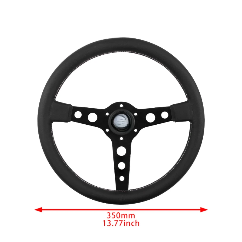 Classic Sport 350MM Leather Modified Steering Wheel Universal Car Tuning Accessory
