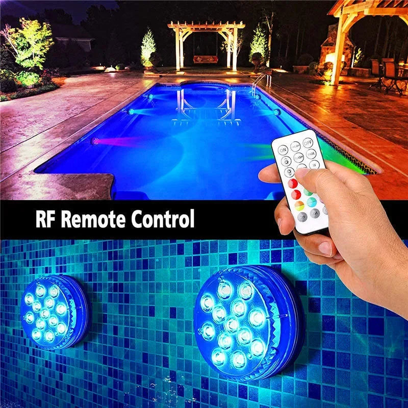 Imagem -02 - Atualizado Led Rgb Submersível Night Light Piscina Luz para Exterior Vaso Aquário Lagoa Disco Festa de Casamento