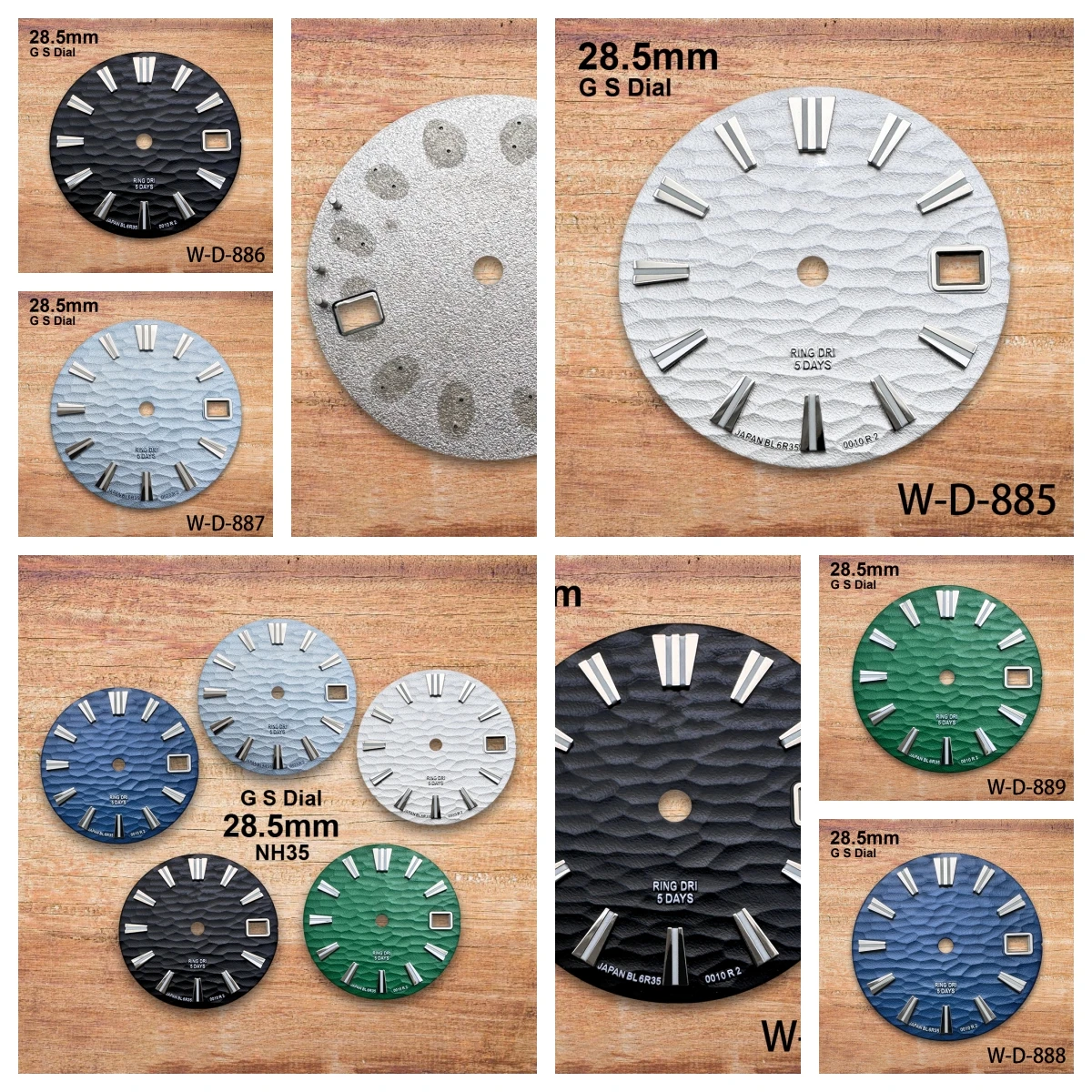 

28.5mm GS Logo Wave Dial Suitable For NH35/NH36 Japan Movement Green Luminous High Quality Watch Modification Accessories