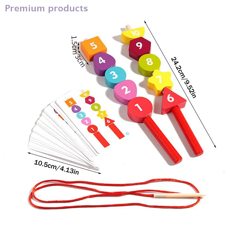 Color Shape Matching Puzzle Game Montessori Wooden Toys Colorful Beaded Color Cognition Early Educational Toys Gift For Children