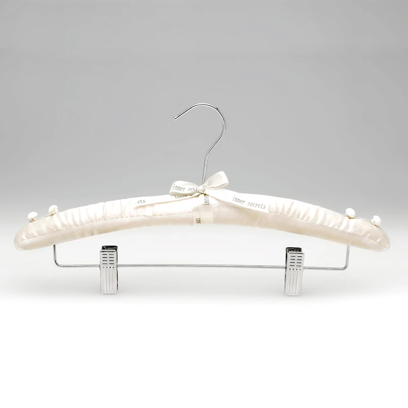 

Wholesale Custom Adult Kids Non-slip Space Saving White Padded Satin Bridal Dress Hanger Organizerwith Logo Printing