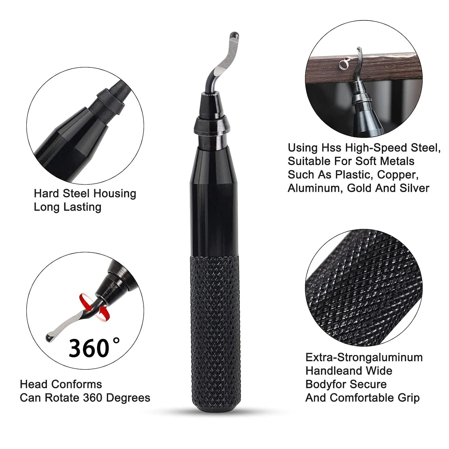 Metal Deburring Tool Kit RB3000 Handle with 20PCS Mix Blades Burr Remover Hand Tool for Wood Plastic Aluminum Copper and Steel
