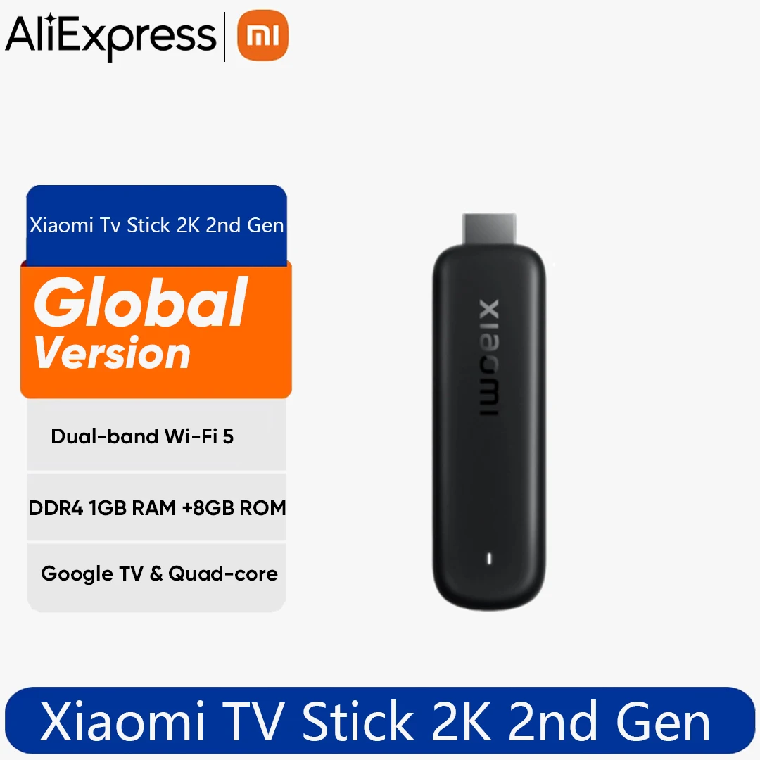 Глобальная версия Xiaomi Mi TV Stick HD 2-го поколения с Google Assistant, Wi-Fi 5, Bluetooth 5.0, Google TV, 1 ГБ+8 ГБ, Smart TV, медиаплеер для потокового вещания