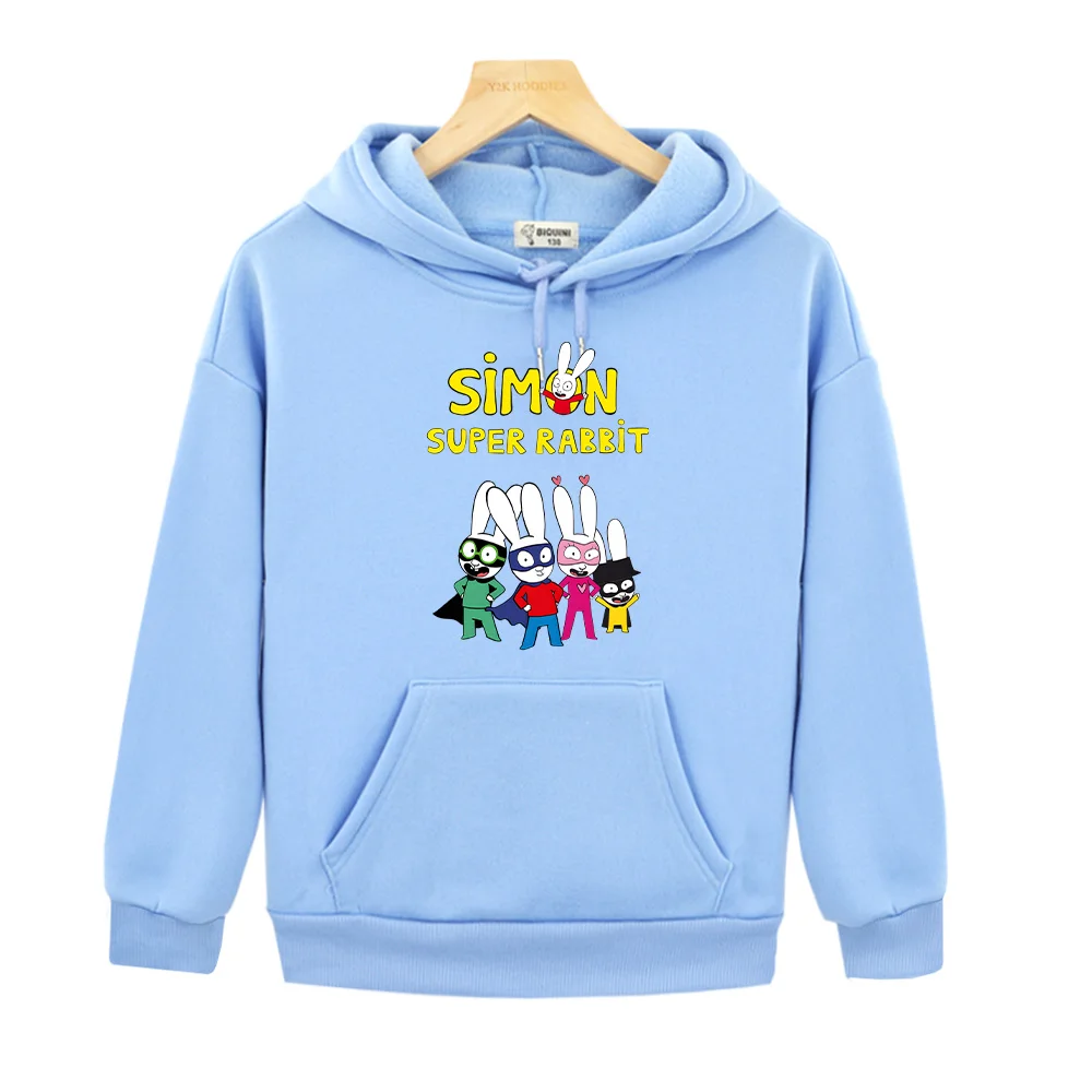

Simon Super Rabbit Children's Hoodie Super Boys and Girl Sweatshirts New Trends Pullovers Cartoon Print Clothes Kids Loose Hoody