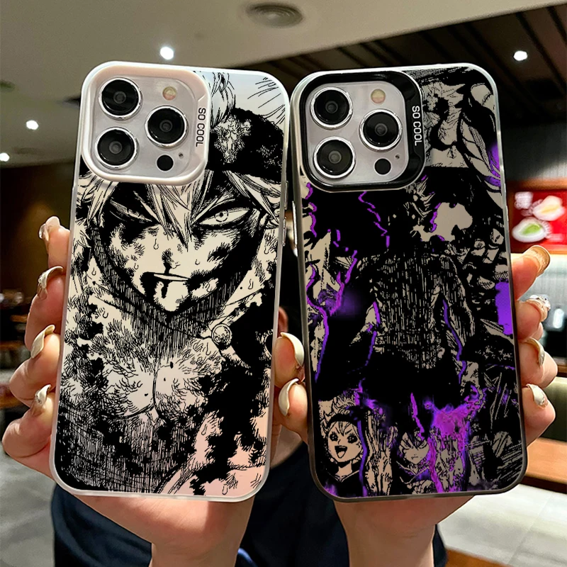 Anime Black Clover Cartoon Art For Apple iPhone 15 14 13 12 11 XS XR X Pro Max Plus Colorful Silver Funda Phone Case