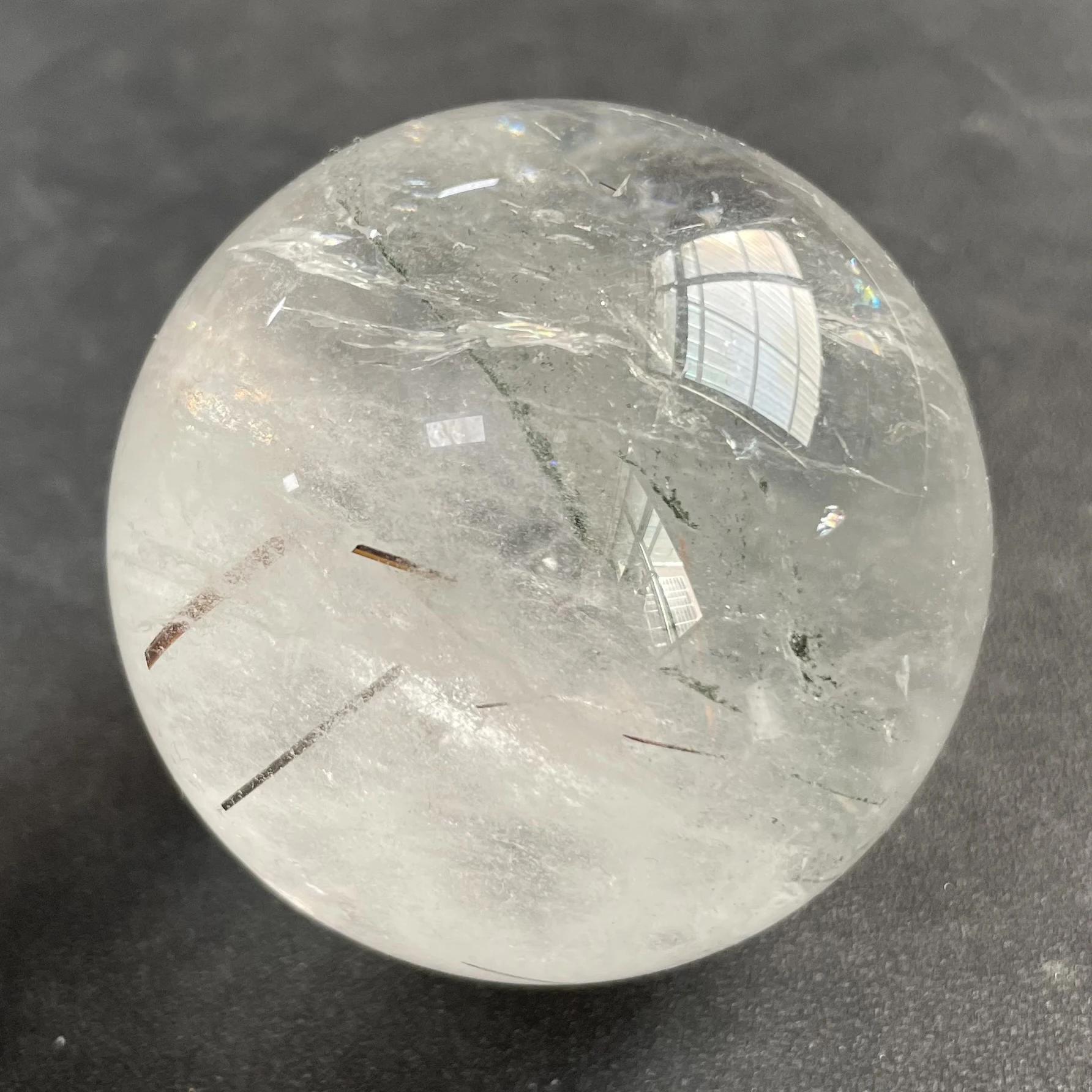 278g Natural Stone Quartz Rutilated And Garden Quartz Symbiotic Sphere Crystal Ball Decoration Rock Gift Reiki Healing B221