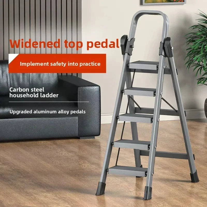 Escalera Plegable Resistente de Aleación de Aluminio con Pedales de Acero al Carbono Reforzado, Escalera de Espiga de Ingeniería, Escalera Multifuncional para el Hogar