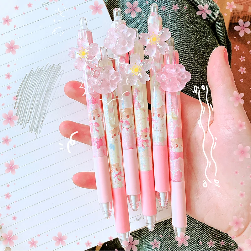 Kawaii Briefpapier ästhetisches Briefpapier Schul bedarf Schule nützliche Zeichnung automatische Bleistift niedlichen Katze Blumen Druck bleistift