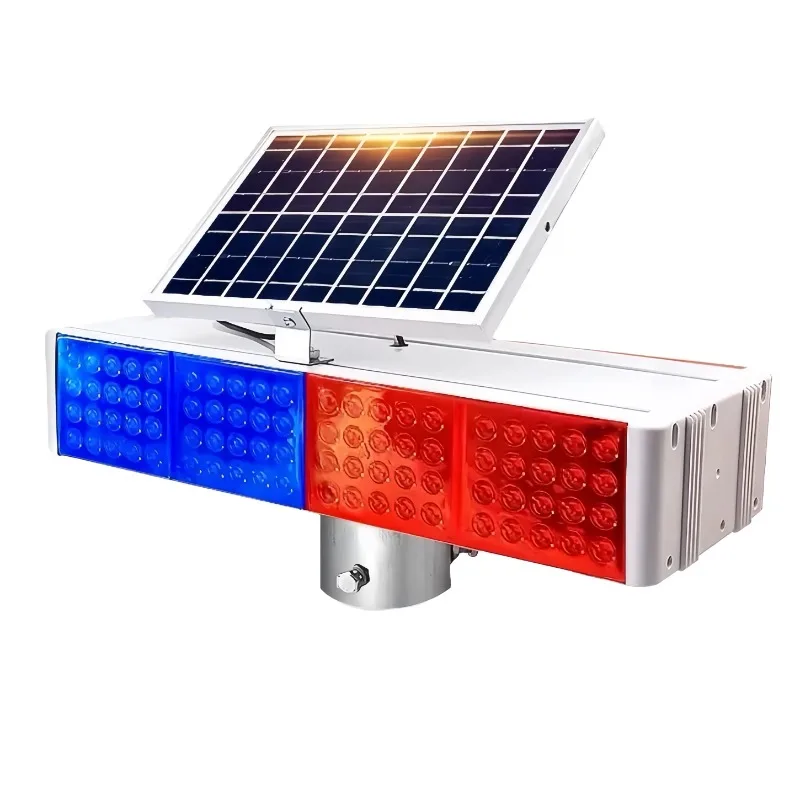 2026-Solar warning light LED red and blue flashing barricade light road construction signal light