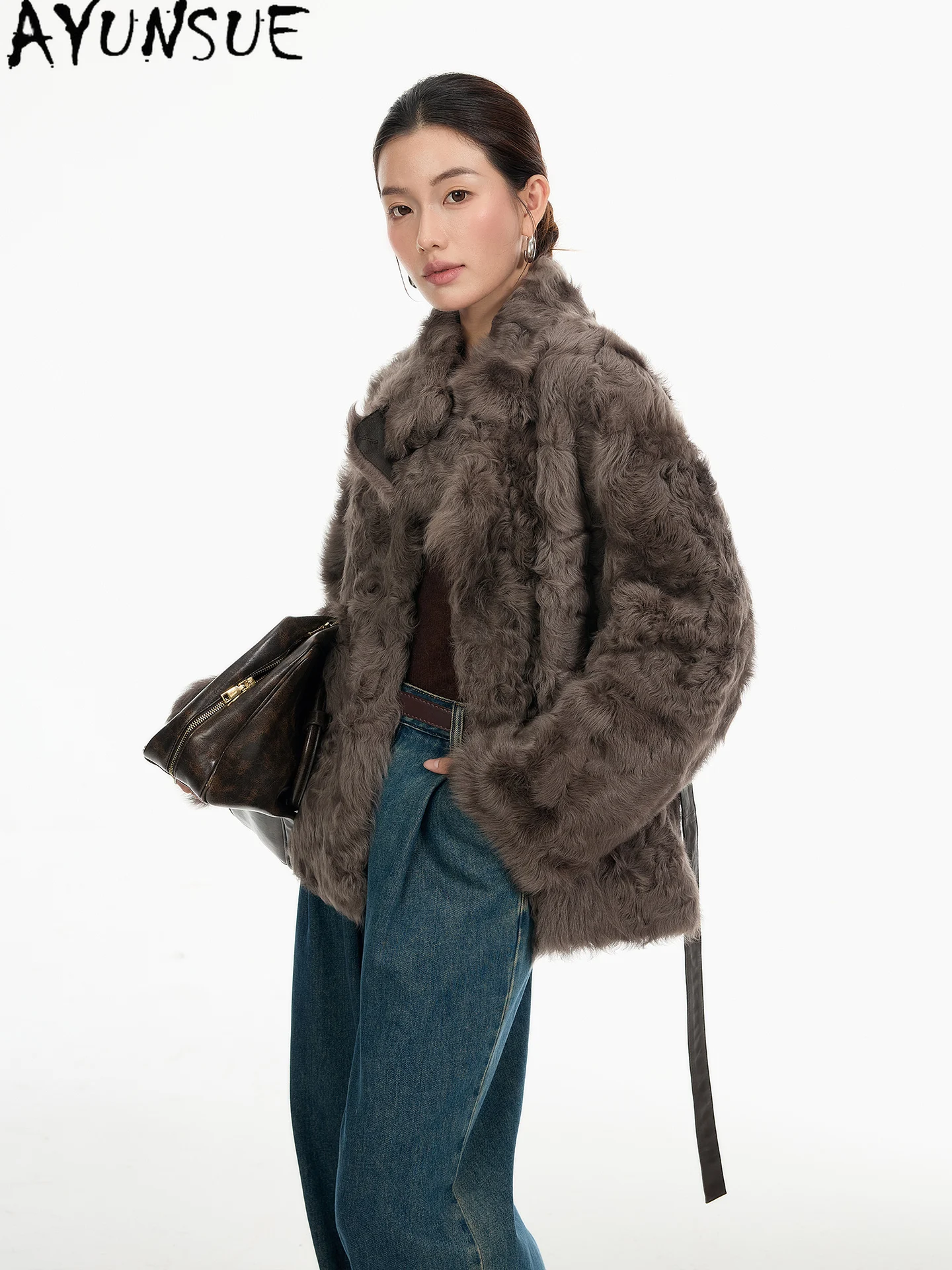 AYUNSUE Genuine Leather Jacket Women Natural Real Sheepskin Fur Coat Lamb Wool New in Coats Winter Clothes Woman Шуба Женская