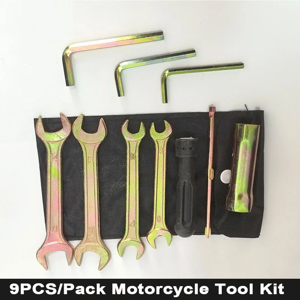 9-個ユニバーサルオートバイスパークプラグスパナレンチソケット修理ツールキット金属