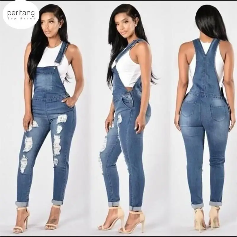 

Fashion Women Denim Jumpsuit Ladies Spring Fashion Loose Jeans Rompers Female Casual Overall Playsuit With Pocket 9583