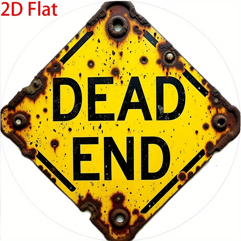 2D Flat, 1 Stück Vintage „Dead End“ Aluminium-Blechschild – 20,3 x 20,3 cm große rustikale Wandkunst mit Distressed-Schriftzug und verwittertem Finish