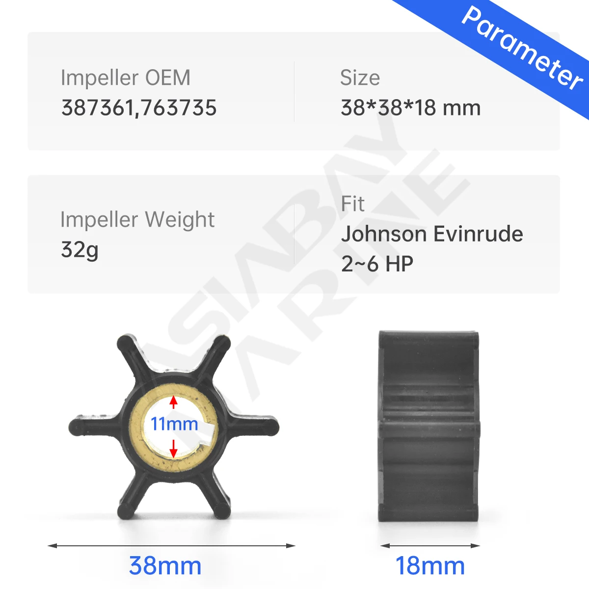 387361 Water Pump Impeller For Johnson Evinrude Outboard Motor Engine 2hp 4hp 6hp Boat Parts 763735 Sierra 18-3090