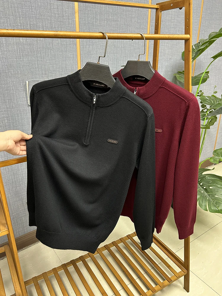 

Men's Versatile round Ne Knitwear Casual Pure Color Slim Fit Wool Sweater Autumn New Sle Comfortable Soft Long Sve Bas...
