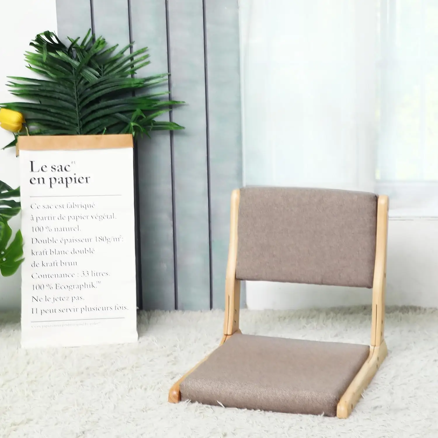 

Japanese Style Floor Chair Foldable Tatami With Cushion, Meditation Chair Wood Legl Backrest. I Meditation Seat For Bay Window,