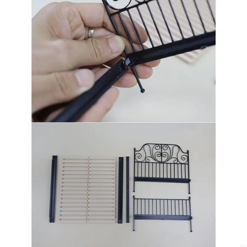 

M89C Miniature Bed with Flower Bedding 1/12 Dollhouses Furniture For Craft Model Scene