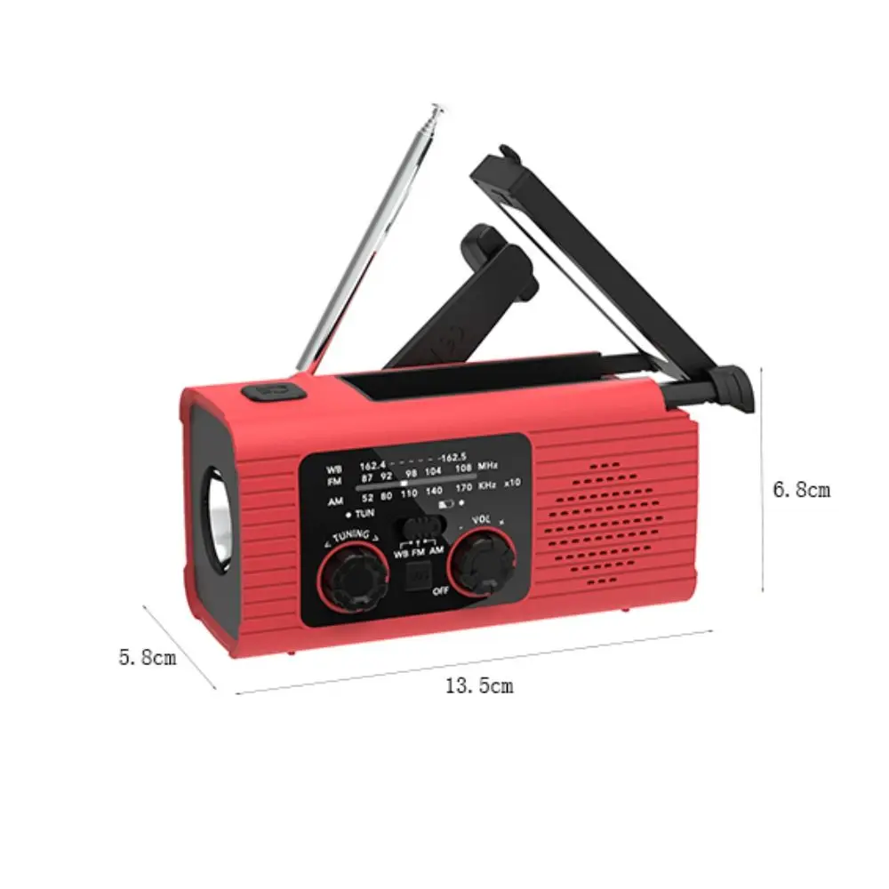 High Quality Solar Power Emergency Radio USB Charger FM AM Hand-cranked Radio SOS Alarm Plastic LED Flashlight Camping