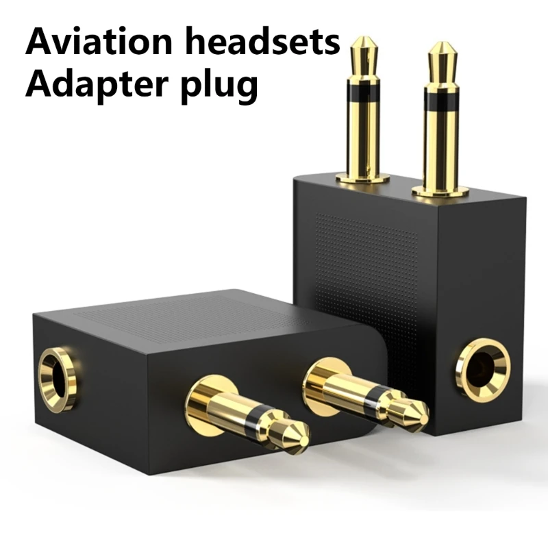 3.5mm Sound Splitter Adapter for Aircraft, Gold Plated Port Adapter Noise Canceling Female to Male Headphone Connector