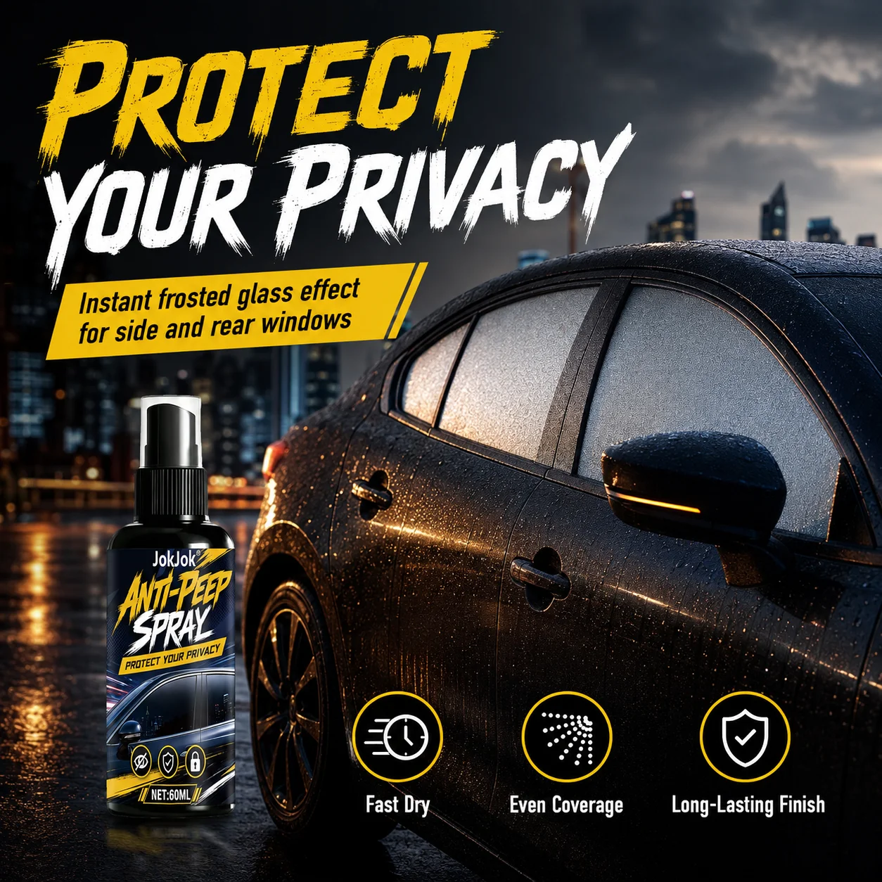 Car Window Privacy Spray Film, Anti-Peep Coating for Auto Glass, Sun Protection & Heat Insulation, Quick-Dry Anti-Fog Clear Prot
