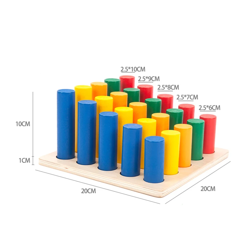 몬테소리 나무 재료 아기 장난감, 기하학 원통형 사다리, 유아 교육, 유치원 교육, 어린이 장난감