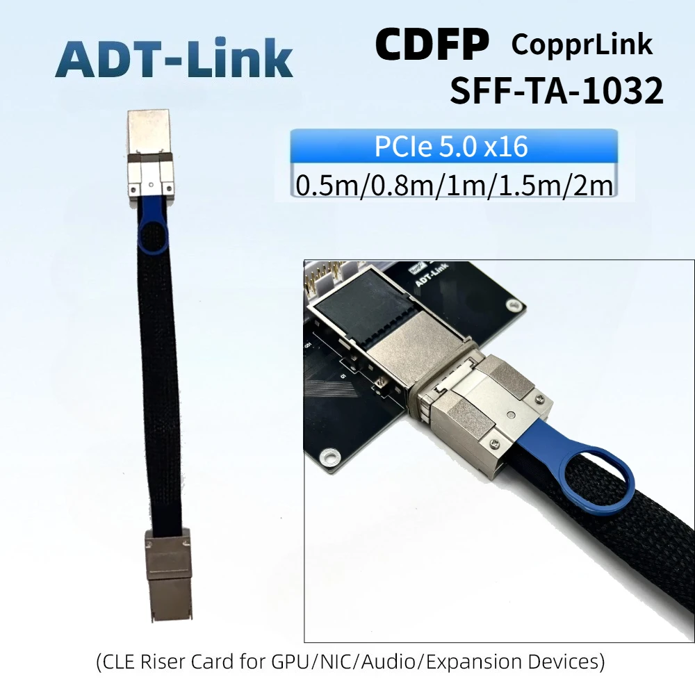 ADT K998A CDFP 16x Connection Cable Gen5 512Gbps Super Speed CDFP CopprLink Weaving Durable Adapter Cable SFF-TA-1032 0.5m 1m 2m