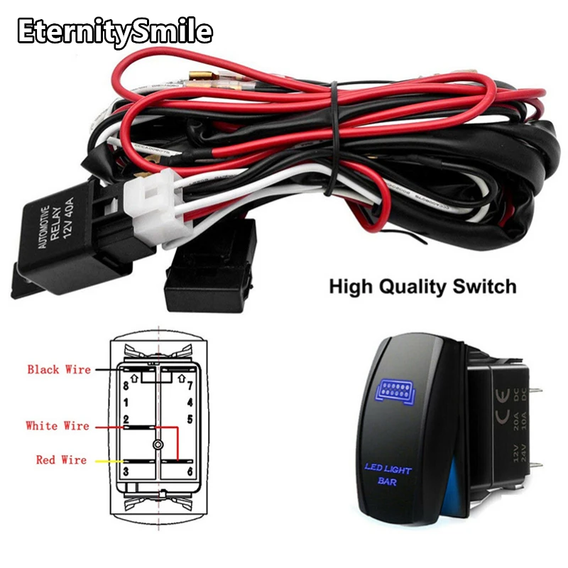 Universal harness Kit 1 to 2 Led Light Bar Cable 40A 12v 24v Switch Relay Auto Work Driving Fog light Wiring Loom Harness