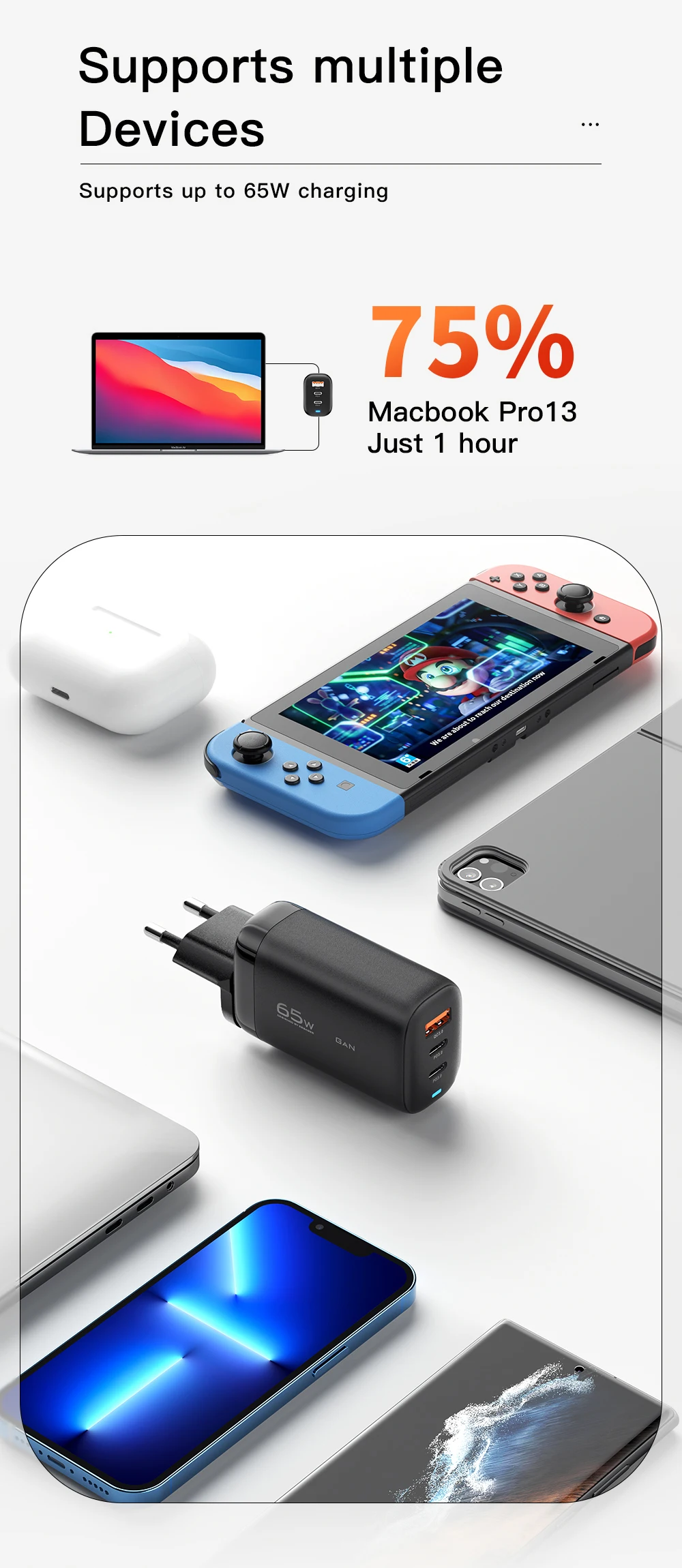 Essager USB Type C Charger 65W GaN QC3.0 PD3.0 For iphone 14 13 12 Pro Max Xiaomi Mobile Cell Phones Fast Charge Charger EU Plug