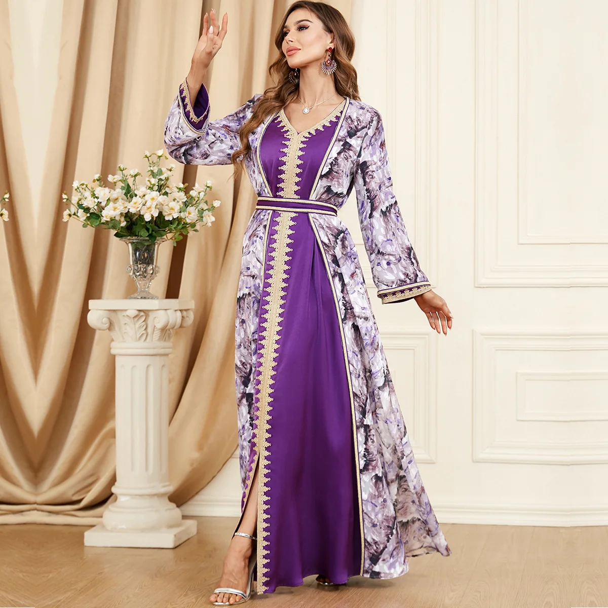 3340 Arab Dubai Women's Autumn/Winter New Robe Fashion Evening Dress