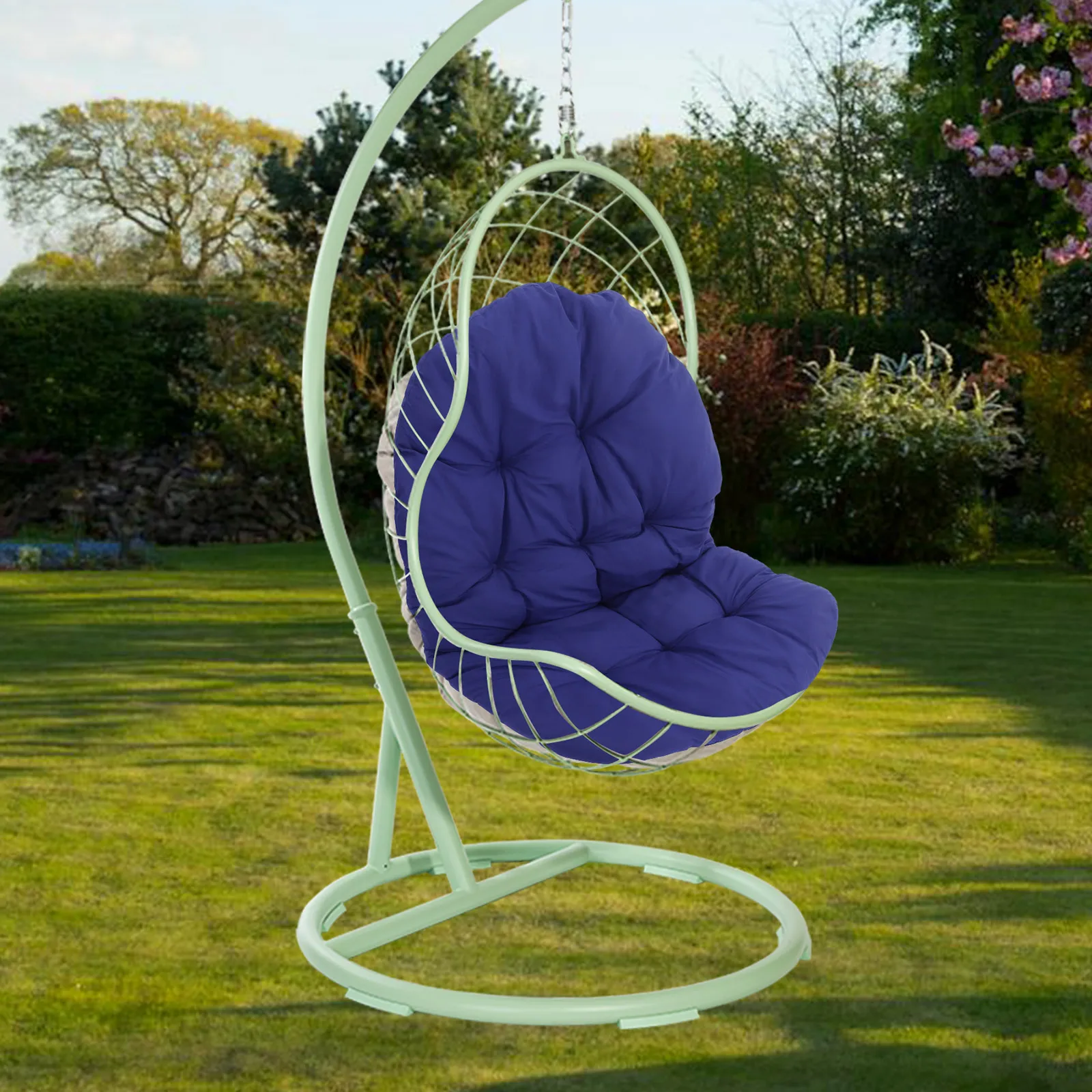 سلة معلقة وسادة كرسي سميكة عالية الكثافة رغوة مقاوم للماء مقاومة للأشعة فوق البنفسجية في الهواء الطلق البيض سوينغ صالة وسادة للمقعد الروطان #3