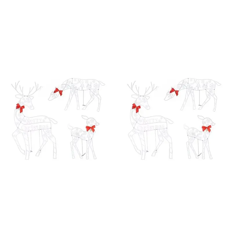 

6PCS Handmade Iron Artelk Deer Christmas Garden Decor &LED Light Glowing Glitter Reindeer Xmas Home Outdoor Yard Decor