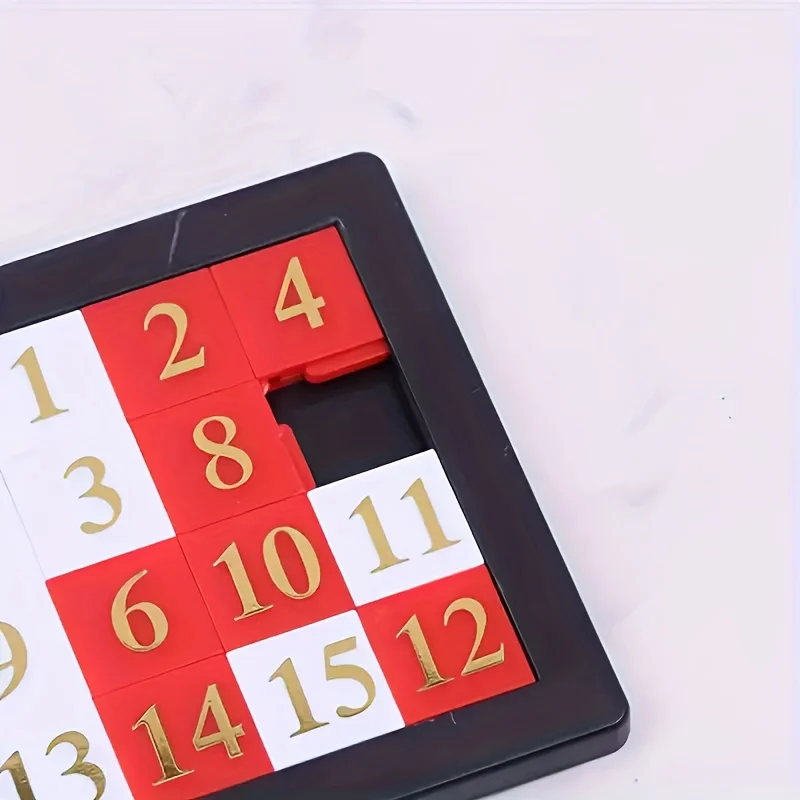 Juego de rompecabezas lógico de 1 a 15 números: rompecabezas de matemáticas deslizante con azulejos numerados, juguete educativo portátil para aprender y viajar