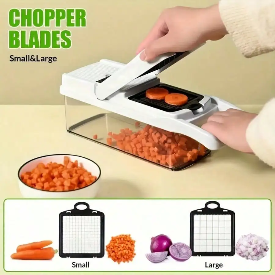 مجموعة أدوات المطبخ مكونة من 15 قطعة: قطاعة خضروات، قطاعة بطاطس، قطاعة بصل وتقطيع فواكه