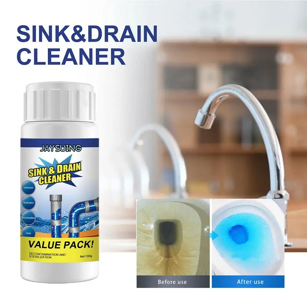 2pcs Sink & Drain Cleaner Powerful Pipe Dredging Agent Fast Foaming Sink and Drain Cleaner for Kitchen Pipes Pipe Tunnel Powder view 4