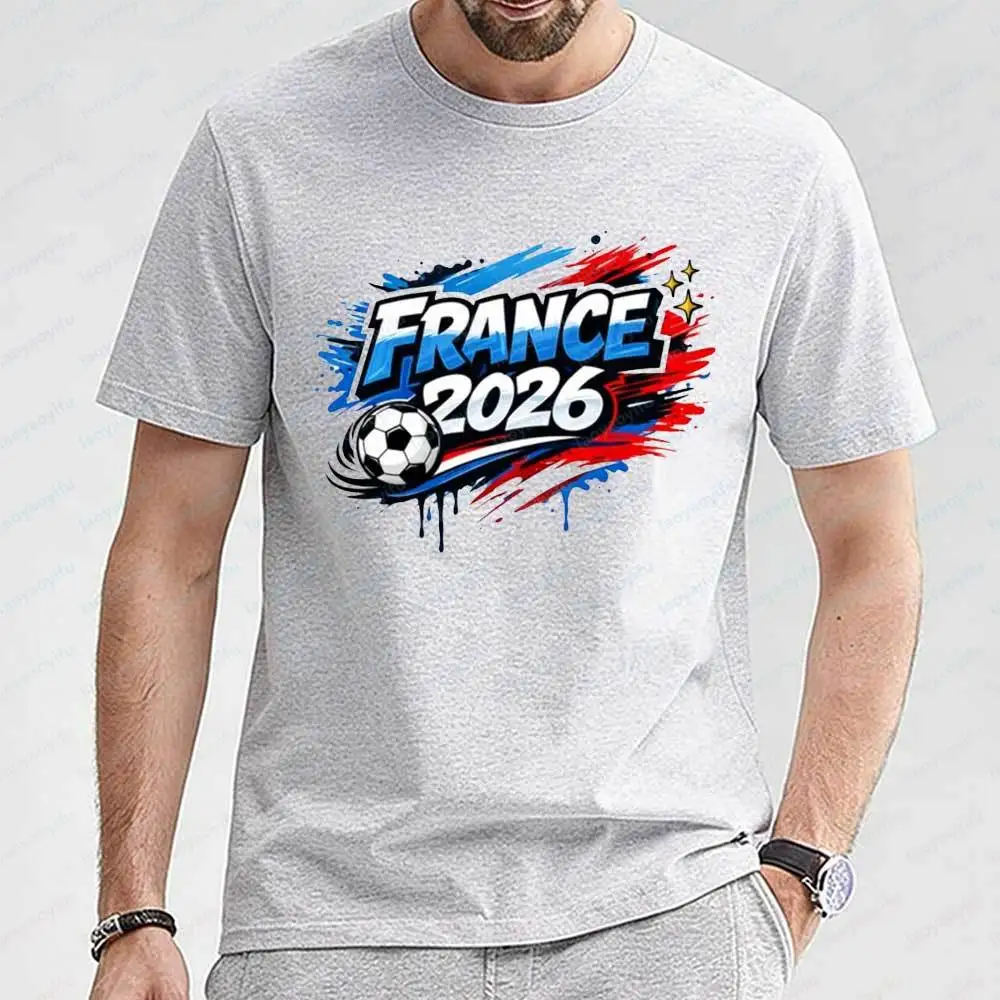 

Men's 2026 Soccer France Graphic T-shirt Casual Cotton Short Sleeve Football Tee Summer Fashion Streetwear Tops Graphic T Shirts