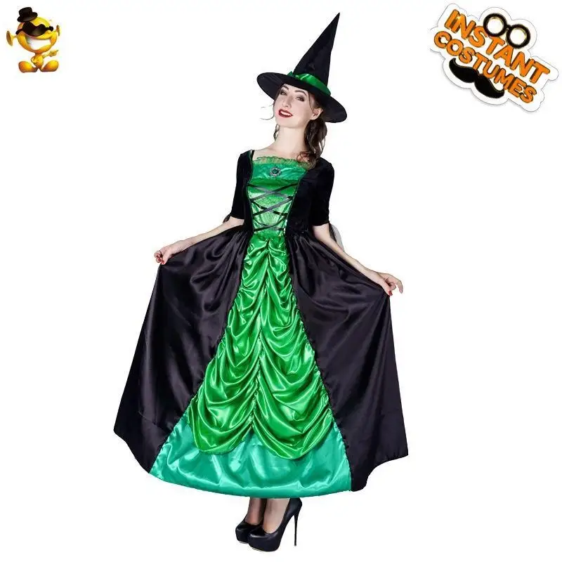 

Длинный костюм ведьмы для женщин на Хэллоуин, волшебная ведьма, ролевая платье Par Dr Ele Ladylike из искусственного материала, платье KTV