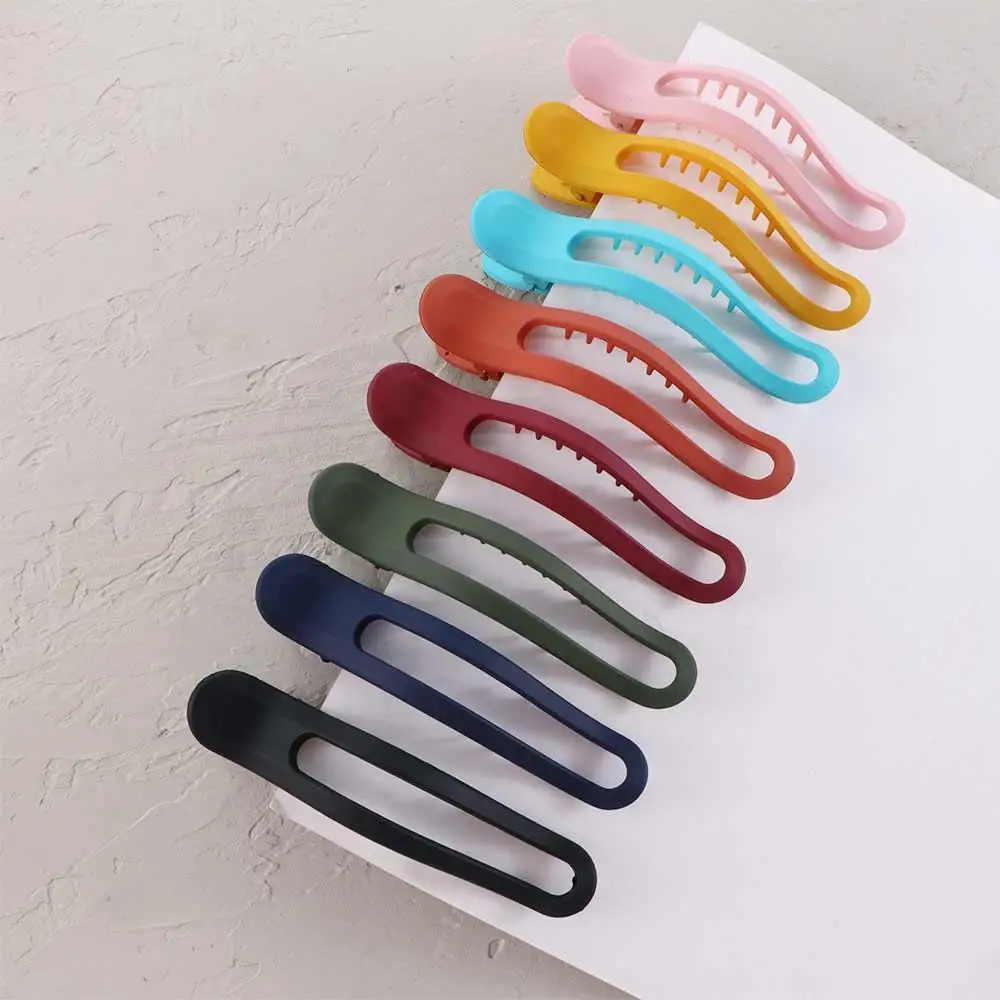 

Elegant Simple Seamless Women Girls Matte Duckbill Clip Face Wash Hairpin Hair Claw Plastic