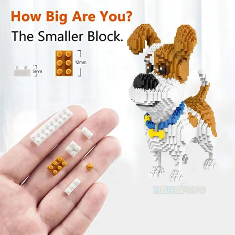 2000+pcs 16013 Mike Dog Building Blocks Diamond Micro Small Particles Spelling Toy Pet Dog Block Model Toys for Children Gifts