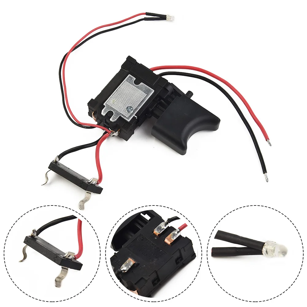 16A Trigger Switch Replacement Tools With Small Light 1pc 7.2V-24V Drill Electric Push Button Industrial 16A Trigger