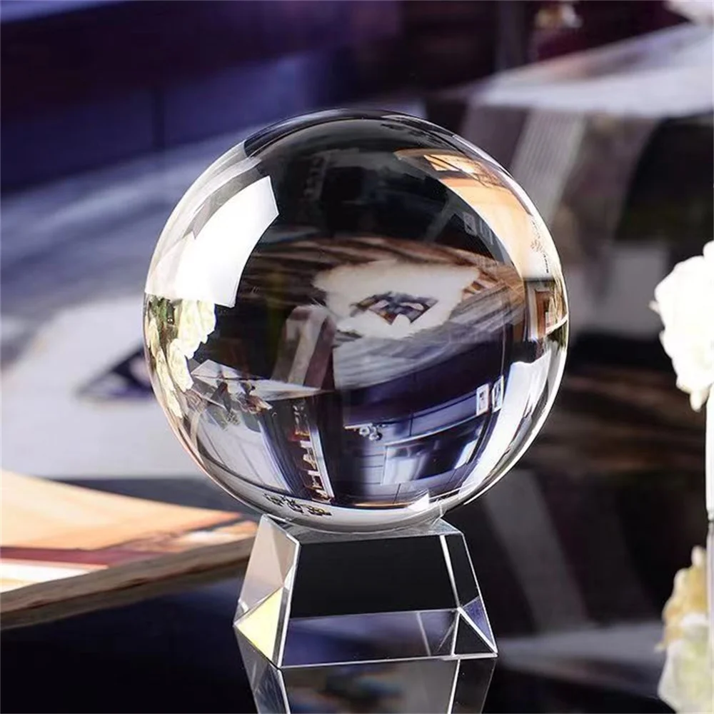 Huge Transparent Crystal Glass Ball, Creative Photo Decoration, Magic Divination Energy Ball,Home Living Room Wind Water Ball