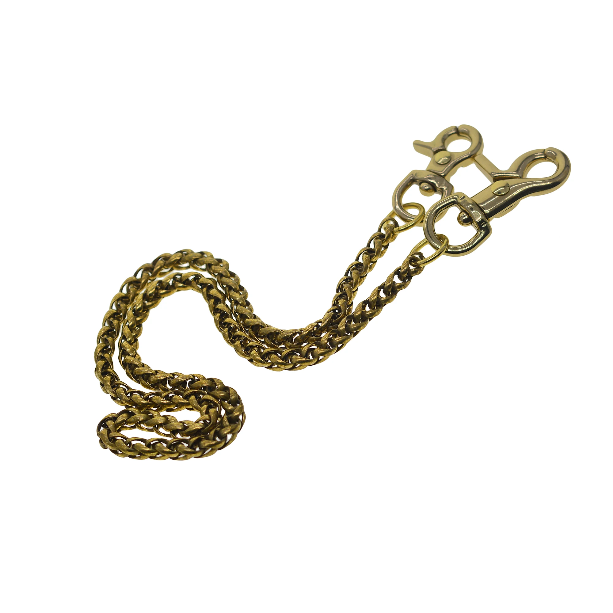 vintage Brass 6mm smooth wheat wallet jean trousers chains snake chain dual lobster snap spring clasp keychains