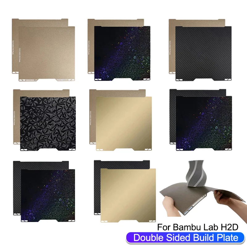 

For Bambu Lab H2d Bed Double Sided Bambulab Smooth Build Plate 325x355mm Hiqh Quality For Bambu Lab H2D 3D Printer Accessories