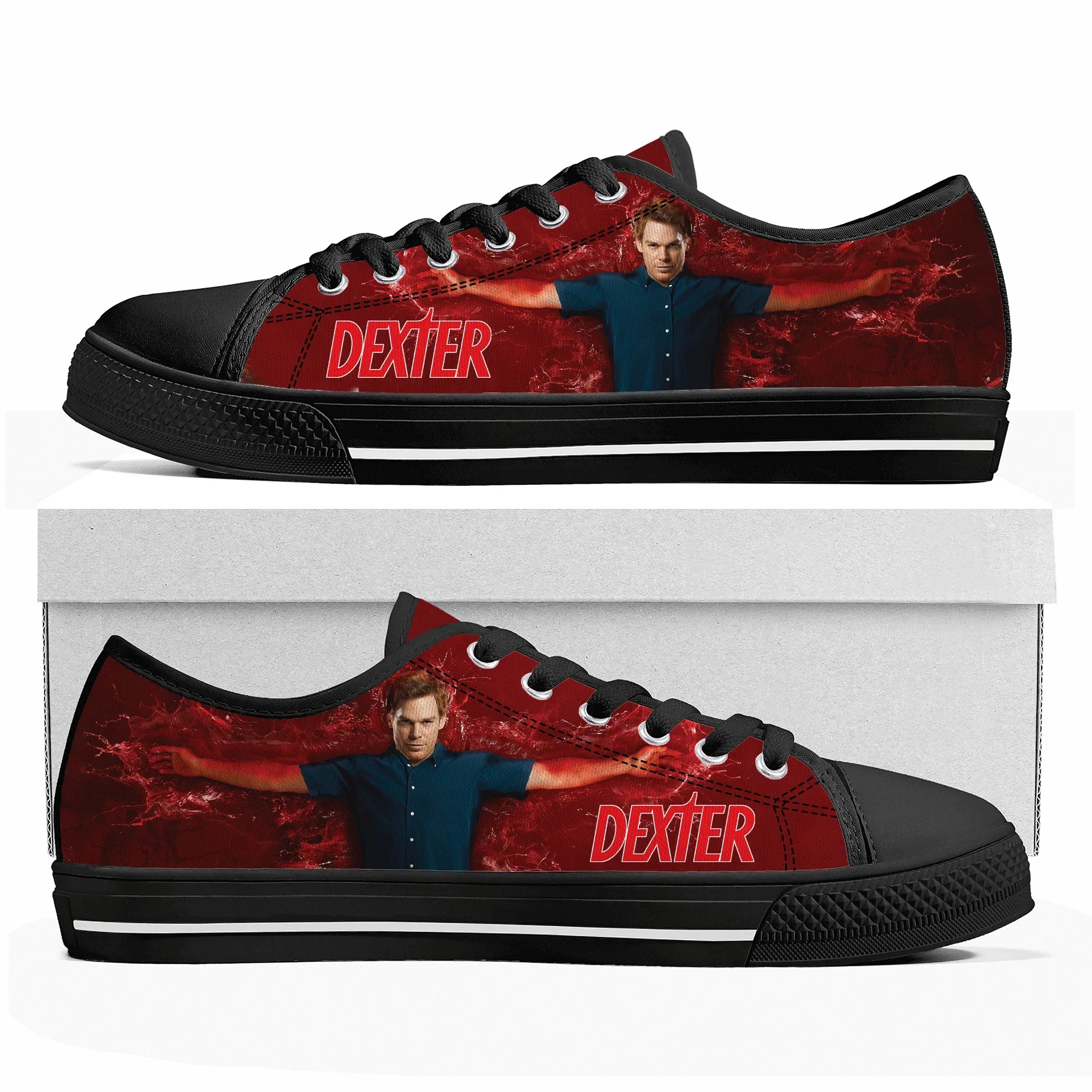 

Dexter TV Show Morgan Low Top Sneakers Mens Womens Teenager Canvas High Quality Sneaker Casual Custom Made Shoes Customize Shoe