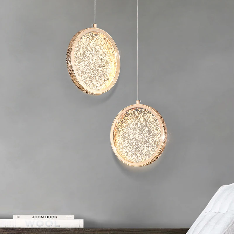 

Light luxury bedside chandelier master bedroom modern minimalist Internet celebrity Nordic living room background wall long