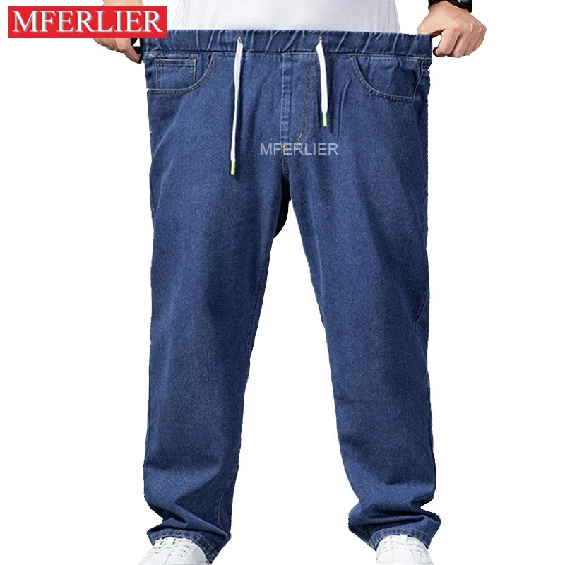 Summer Spring Large Size Jeans For Men Waist 140cm Cotton Loose Trousers 44 46