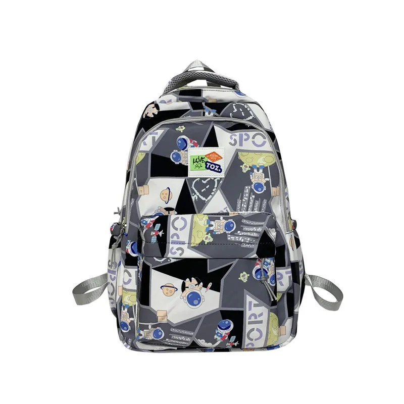 Mochila de estudante estampada, contraste de cor, bolsa de escola adolescente, grande capacidade, casual, novo, na moda, 2023