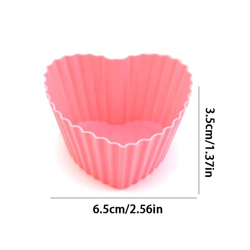 1Pcs Colorful Silicone Cupcake Liners Reusable Baking Cups Nonstick Easy Clean Pastry Muffin Molds Heart-shaped